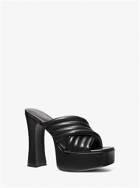 michael kors portia large|Portia Quilted Leather Platform Sandal .